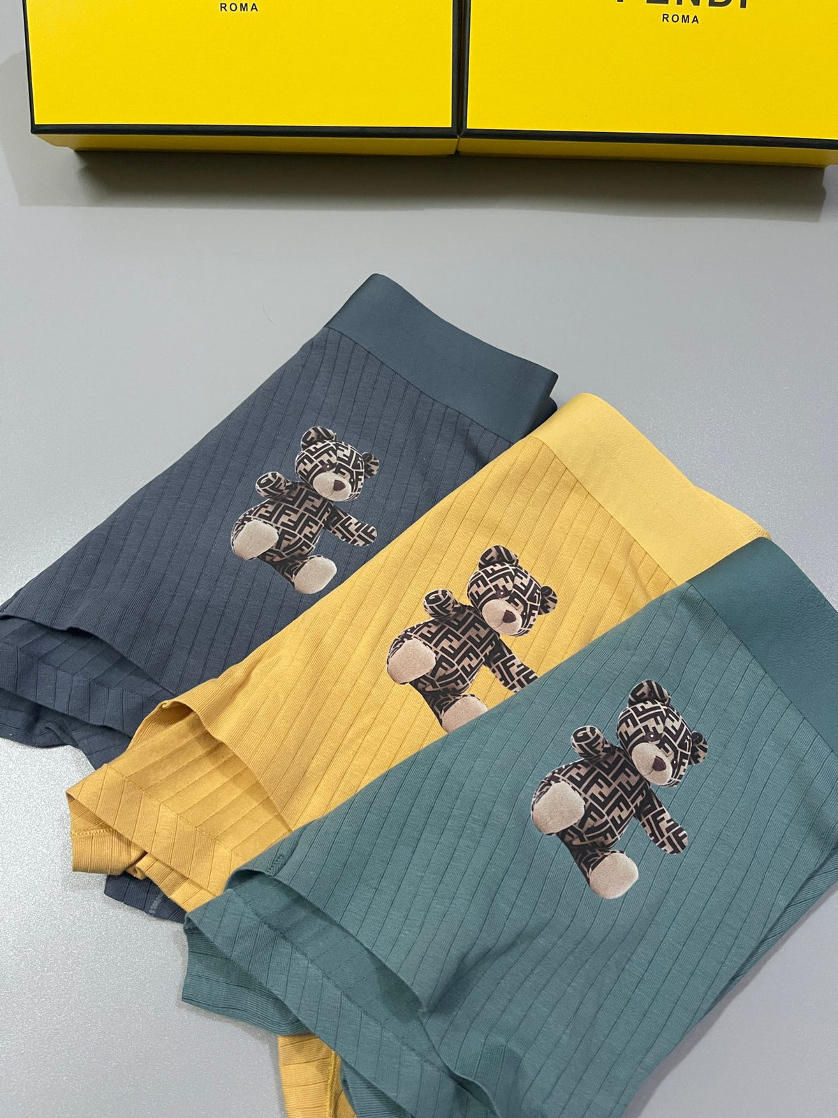 Fendi Bear Graphics Men's Boxer Briefs - 3-Piece Box