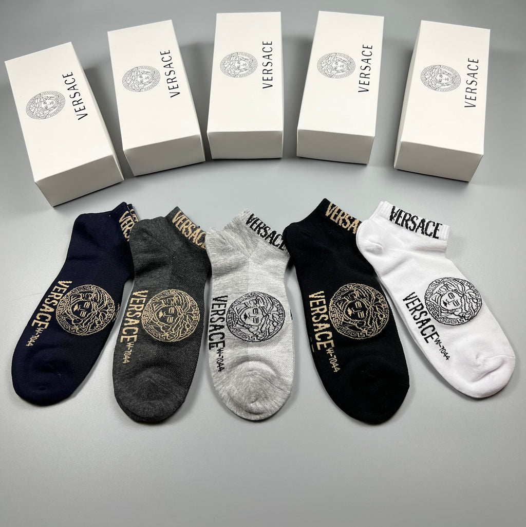 Versace Cotton Crew Socks - 5-Pair Set