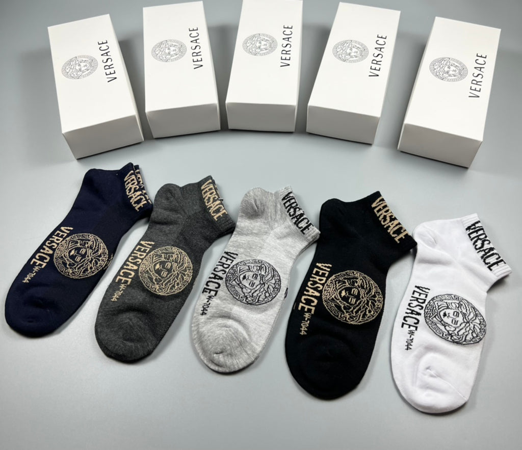 Versace Cotton Crew Socks - 5-Pair Set