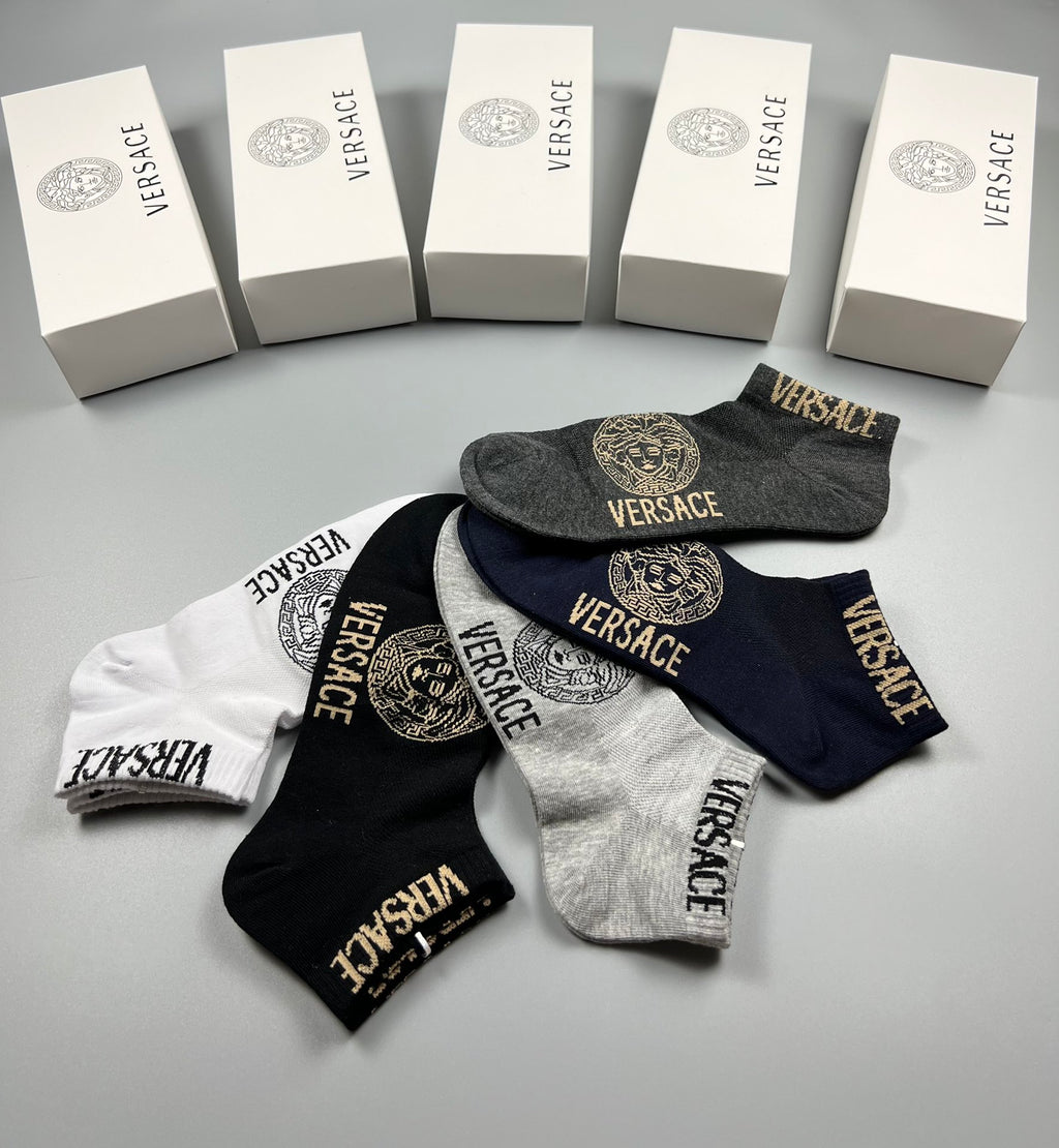Versace Cotton Crew Socks - 5-Pair Set