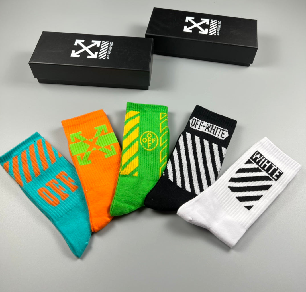 Off-White Graphic Details Crew Socks - 5-Pair Set