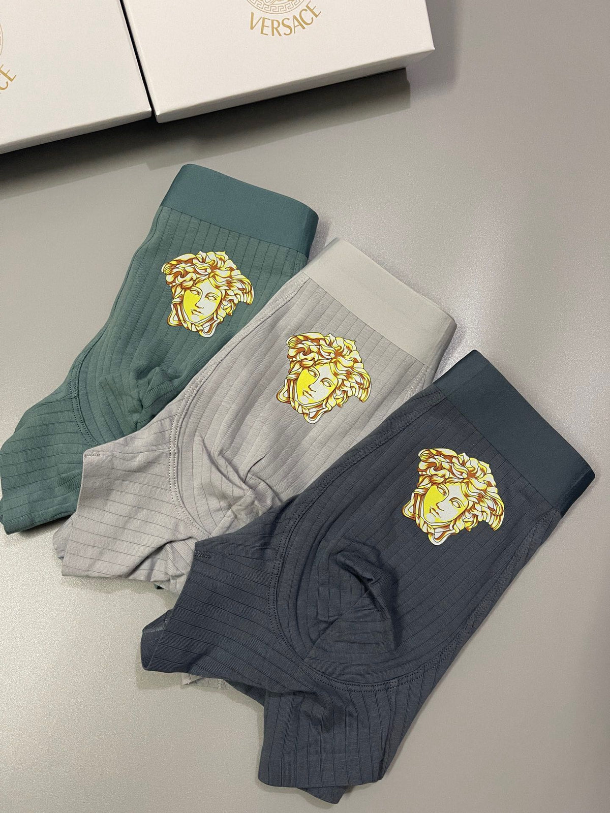 Versace Visible Branded Waistband Or Emblem Details Men's Boxer Briefs - 3-Piece Box