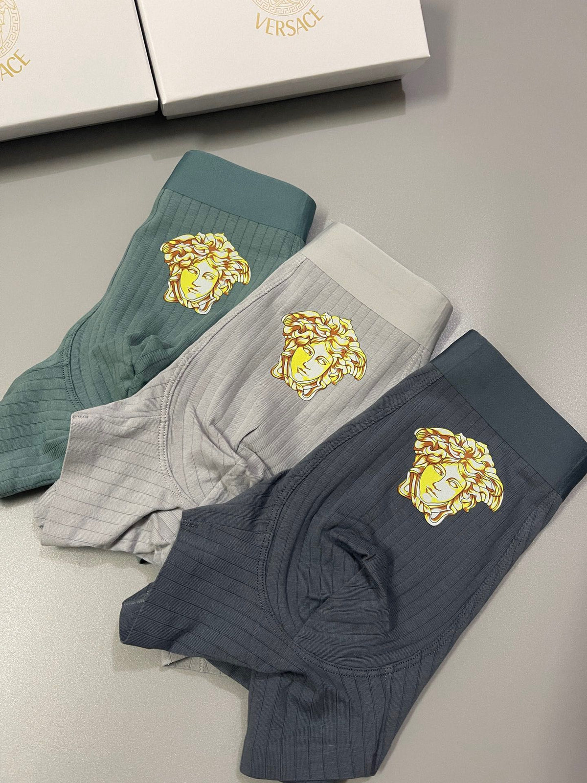 Versace Gold-Tone Medallion Details Men's Boxer Briefs - 3-Piece Box