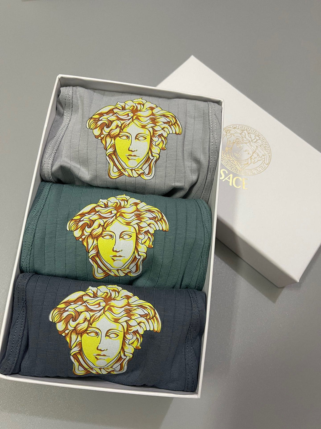 Versace Gold-Tone Medallion Details Men's Boxer Briefs - 3-Piece Box