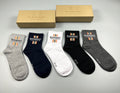Burberry Check-Inspired Letter Graphics Crew Socks - 5-Pair Set