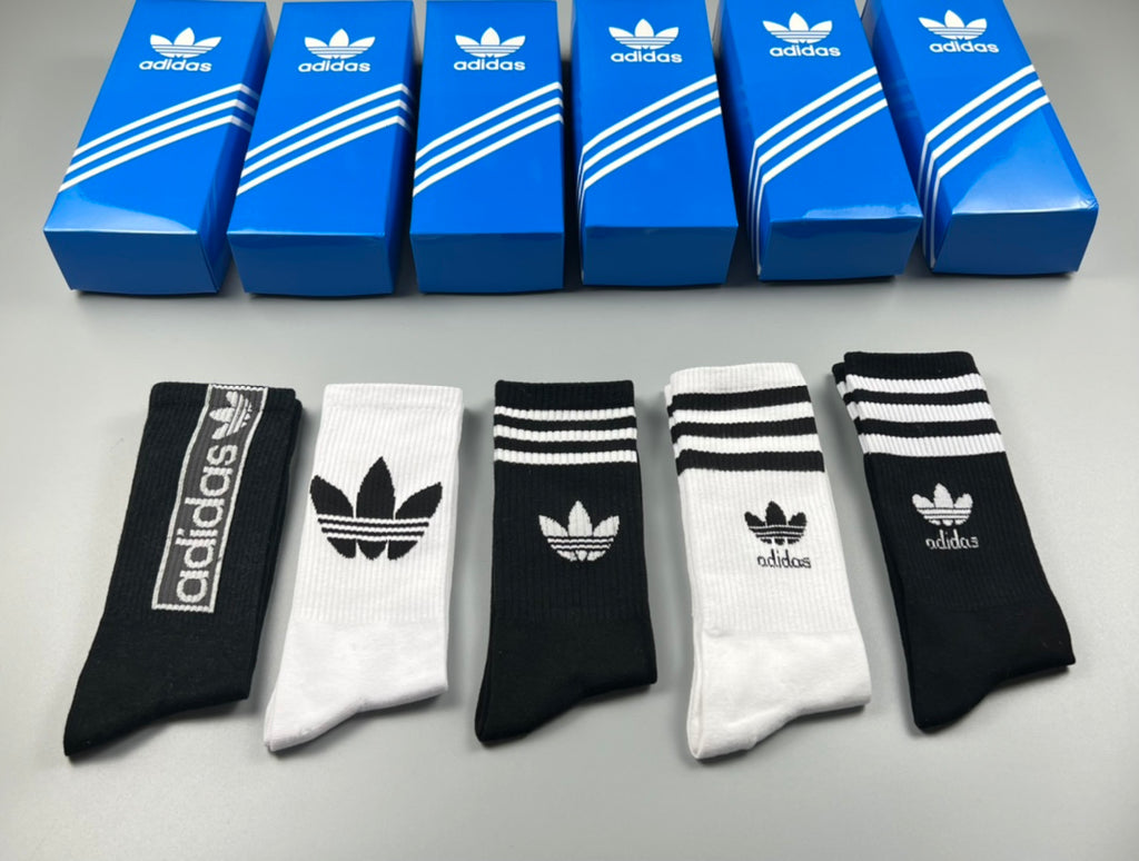 Adidas Cotton Visible Colour, Cuff And Emblem Details Crew Socks - 5-Pair Set