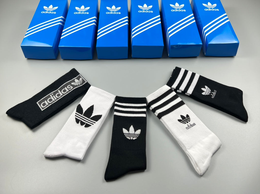 Adidas Cotton Visible Colour, Cuff And Emblem Details Crew Socks - 5-Pair Set