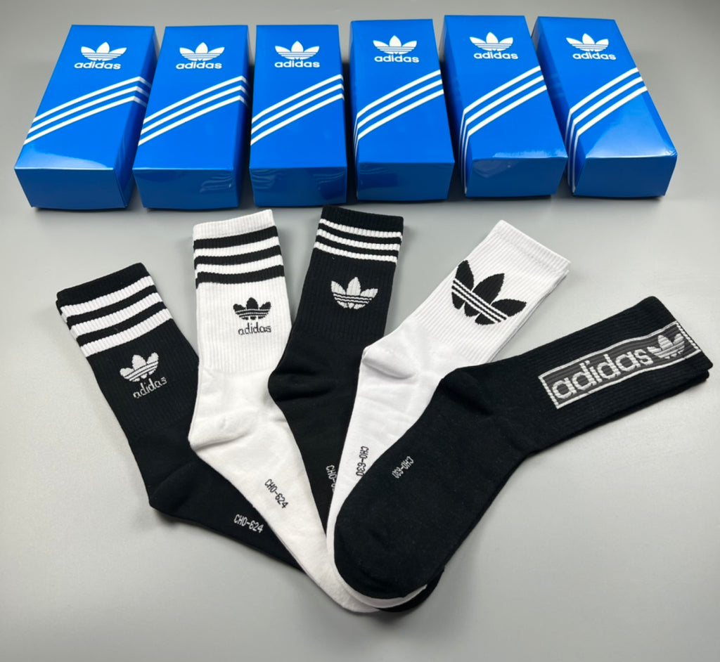 Adidas Cotton Triple-Stripe And Trefoil Details Ankle Socks - 5-Pair Set