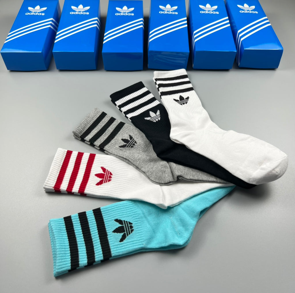 Adidas Mixed Stripe Crew Socks - 5-Pair Box