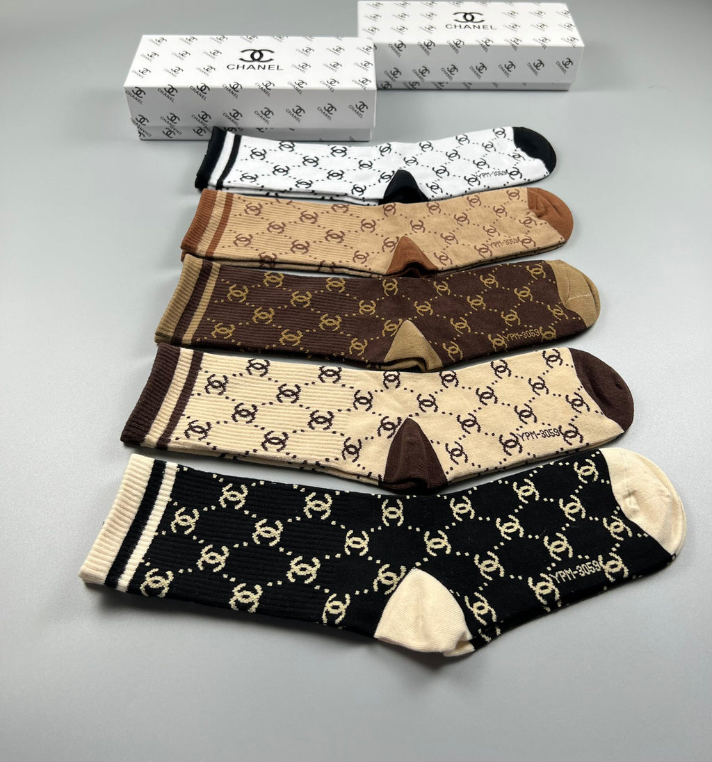 Chanel Cotton Crew Socks - 5-Pair Pack