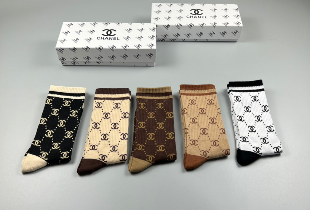 Chanel Cotton Crew Socks - 5-Pair Pack