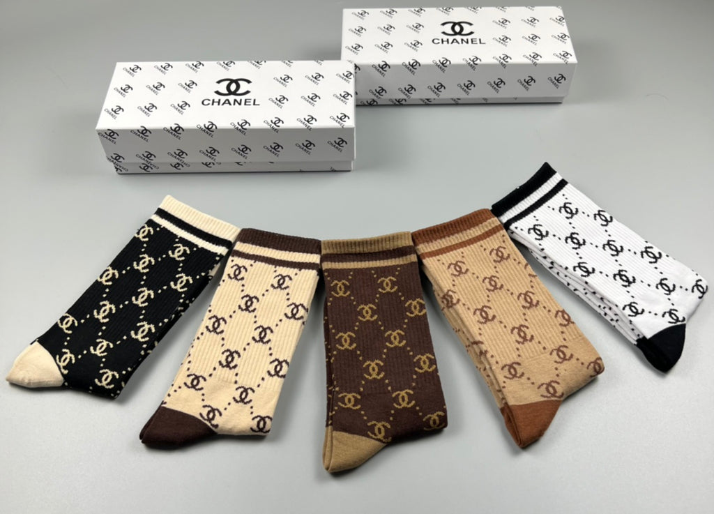 Chanel Cotton Crew Socks - 5-Pair Pack