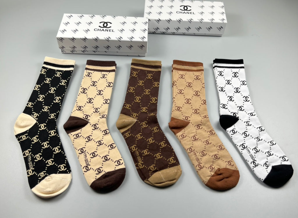 Chanel Cotton Crew Socks - 5-Pair Pack