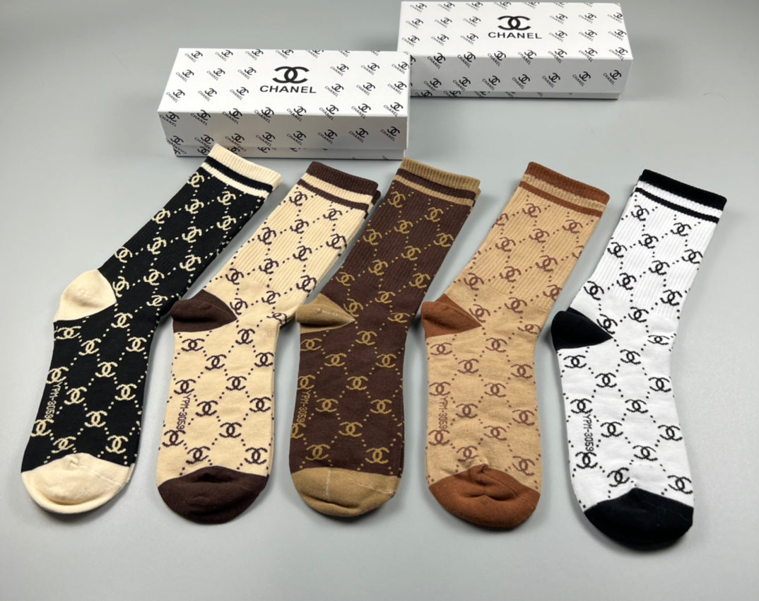 Chanel Cotton Crew Socks - 5-Pair Pack