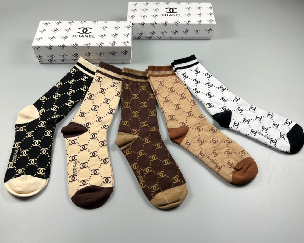 Chanel Cotton Crew Socks - 5-Pair Pack