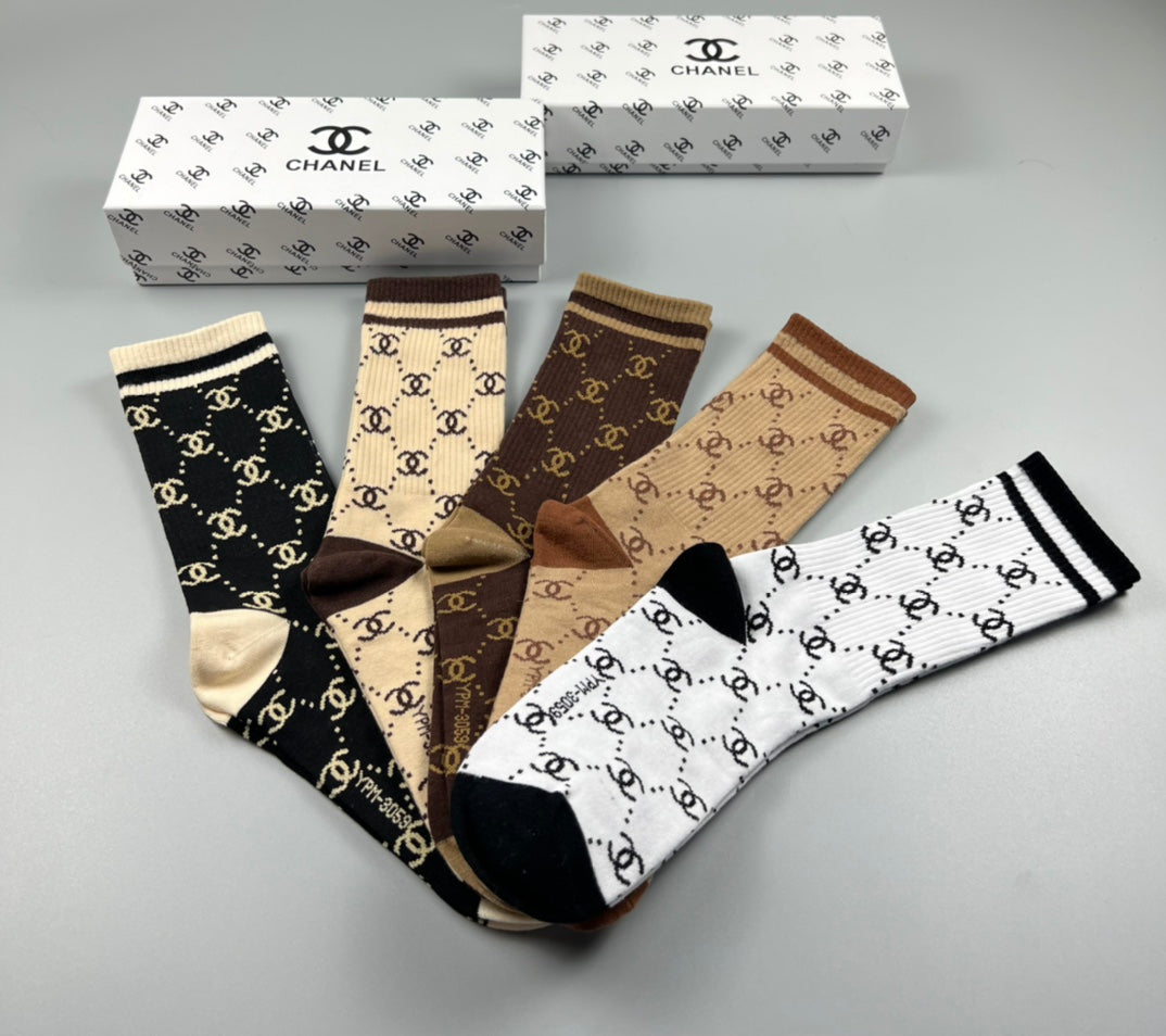Chanel Cotton Crew Socks - 5-Pair Pack