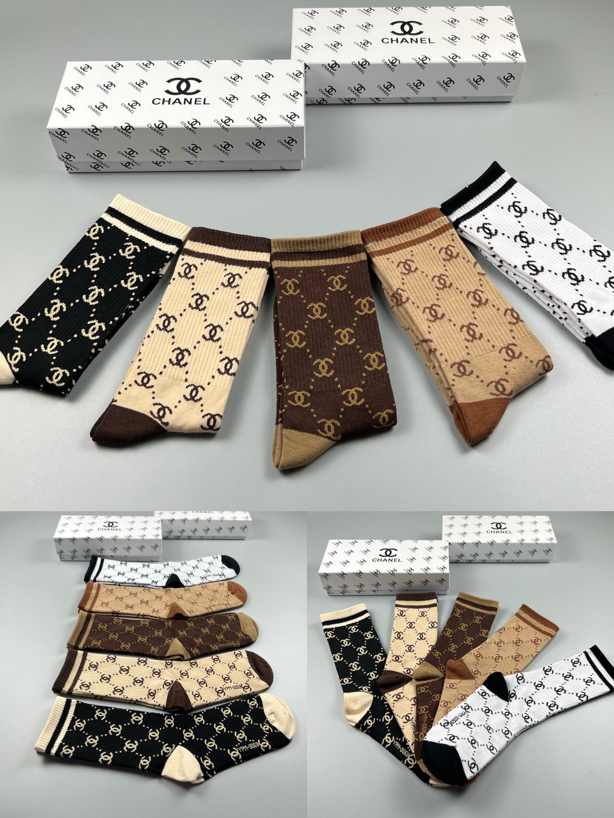 Chanel Cotton Crew Socks - 5-Pair Pack