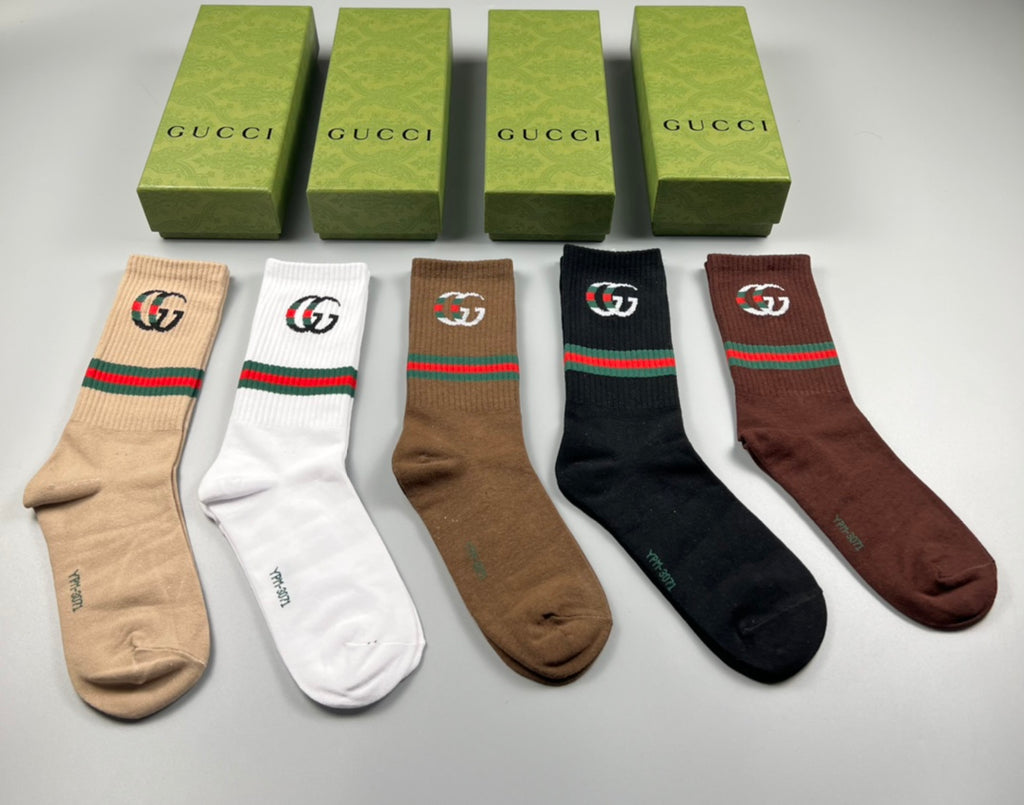Gucci Cotton Crew Socks - 5-Pair Pack