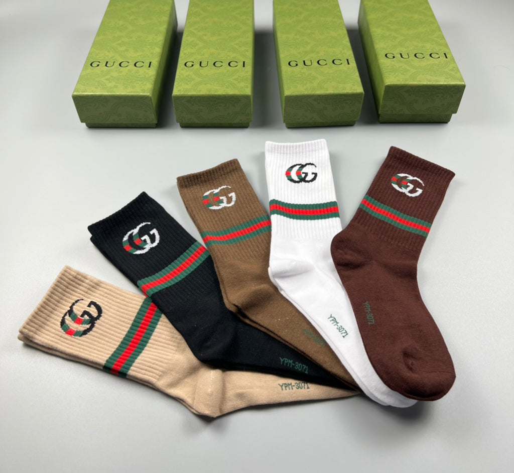 Gucci Cotton Crew Socks - 5-Pair Pack