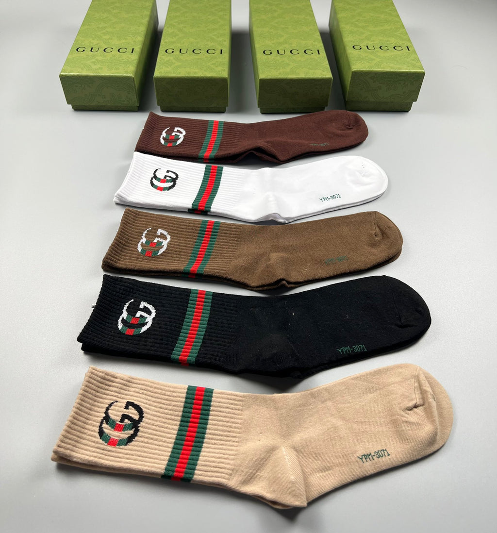 Gucci Cotton Crew Socks - 5-Pair Pack