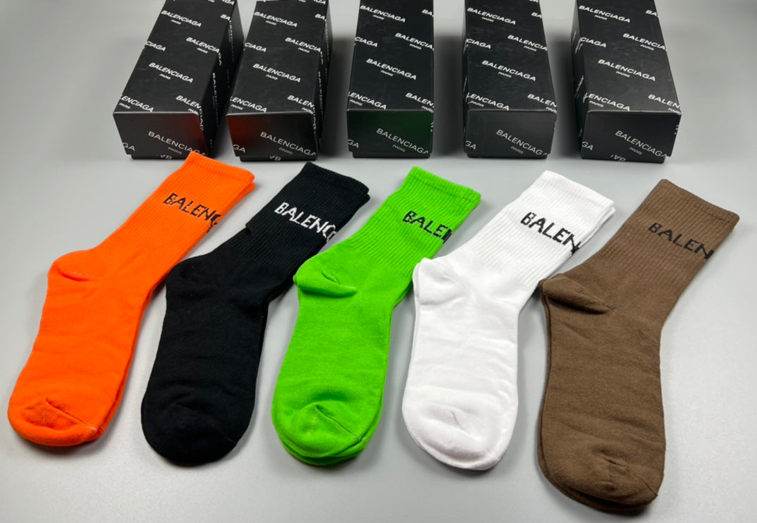 Balenciaga Contrast Wordmarks Crew Socks - 5-Pair Set