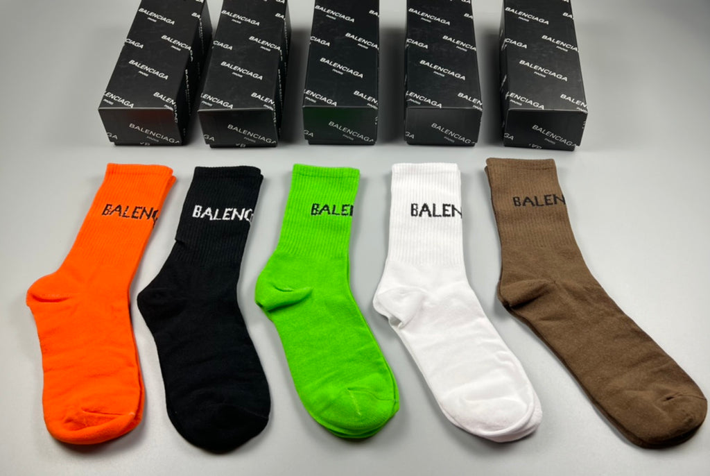 Balenciaga Bold Wordmarks Crew Socks - 5-Pair Set