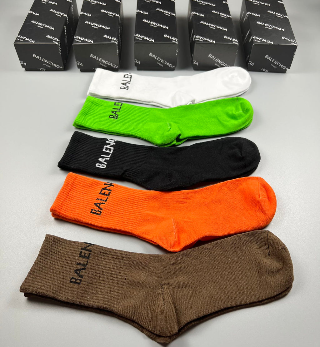 Balenciaga Bold Wordmarks Crew Socks - 5-Pair Set