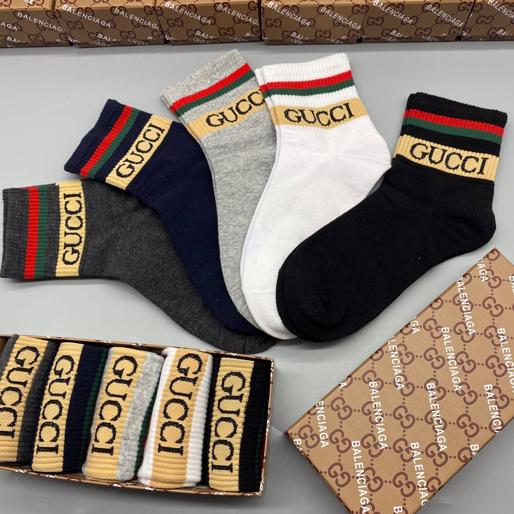 Gucci Cotton Crew Socks - 5-Pair Pack