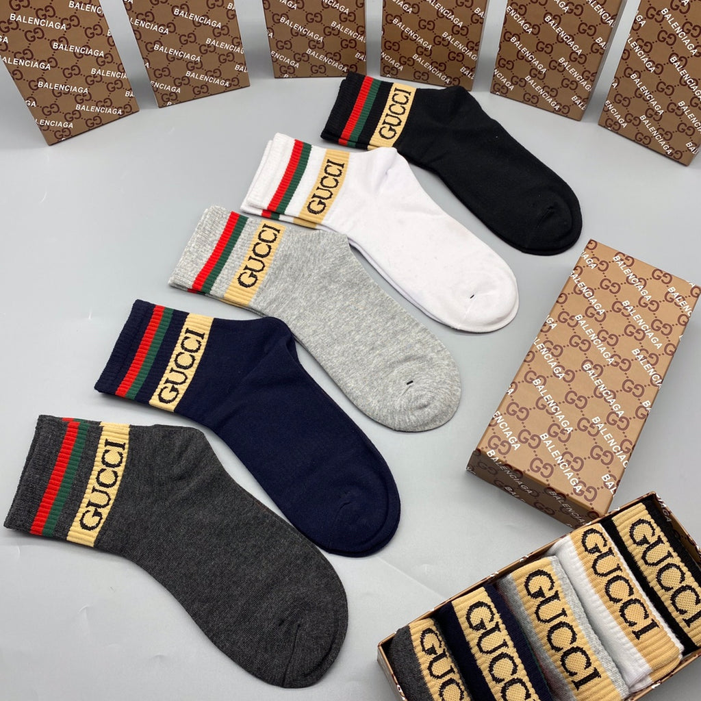 Gucci Cotton Crew Socks - 5-Pair Pack