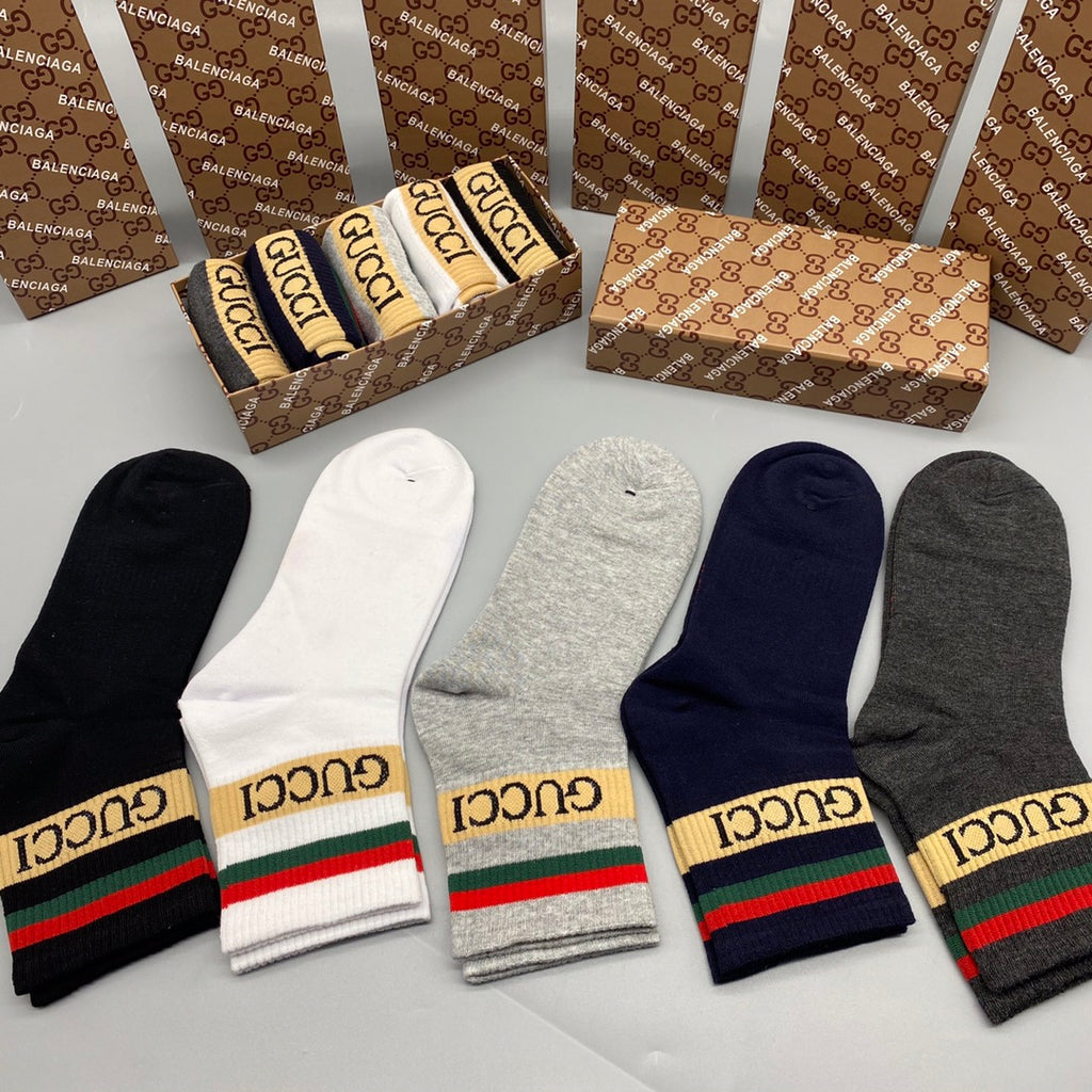 Gucci Cotton Crew Socks - 5-Pair Pack