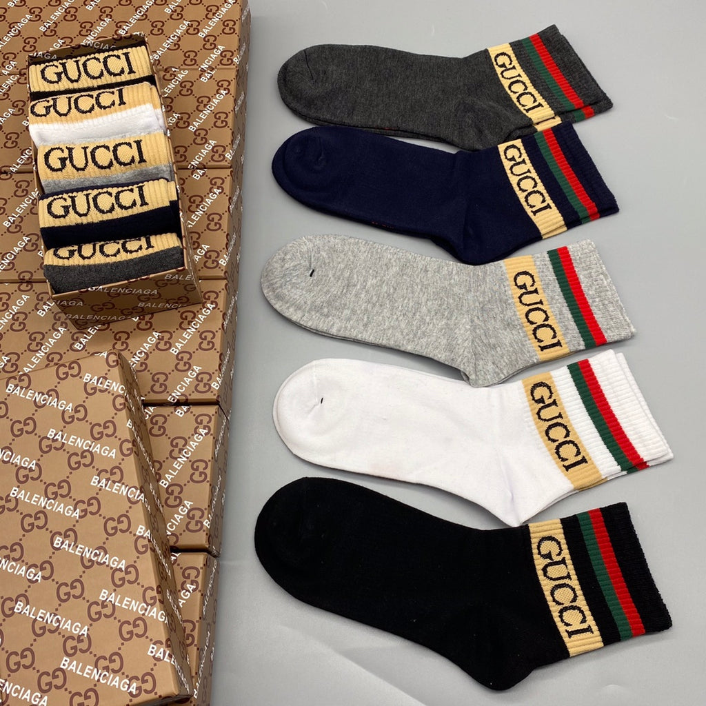 Gucci Cotton Crew Socks - 5-Pair Pack