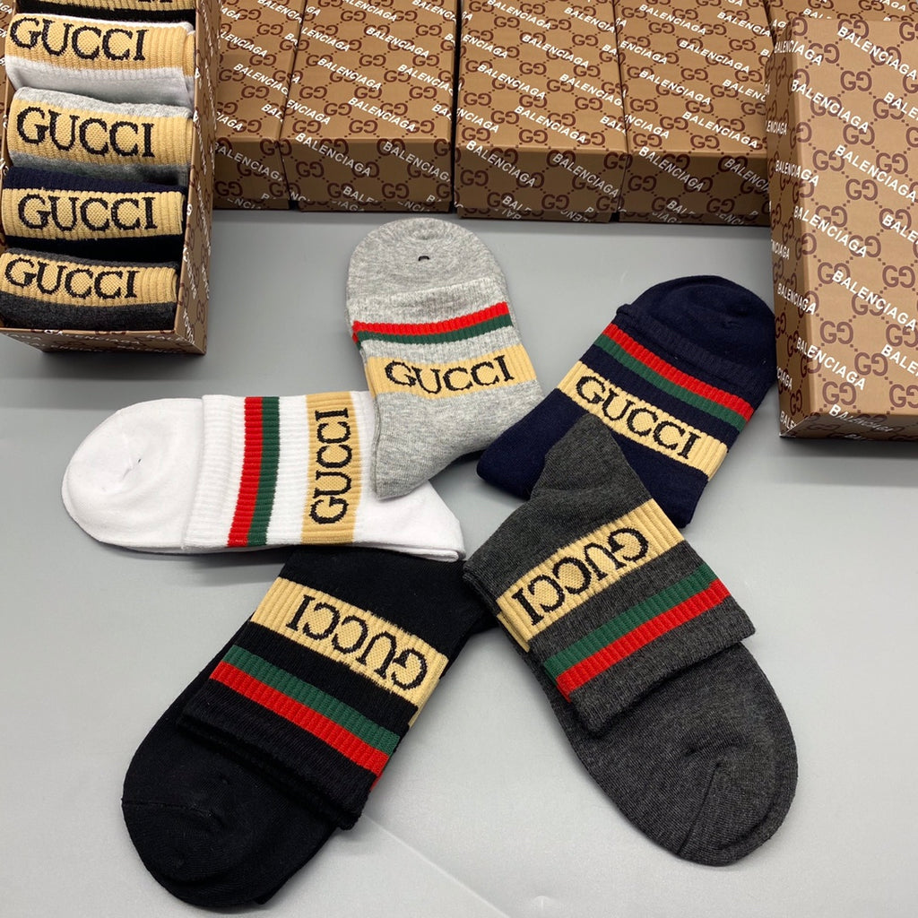 Gucci Cotton Crew Socks - 5-Pair Pack
