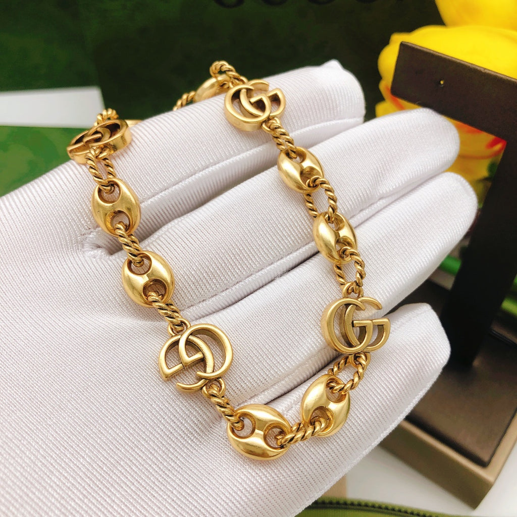 Geometric Emblem Bracelet in Polished Metal-Tone – Design 066 detail view