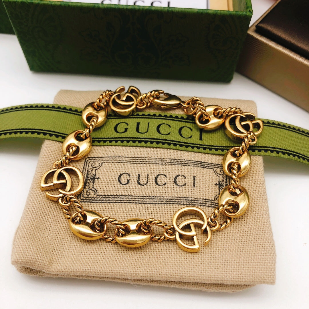 Geometric Emblem Bracelet in Polished Metal-Tone – Design 066 side detail