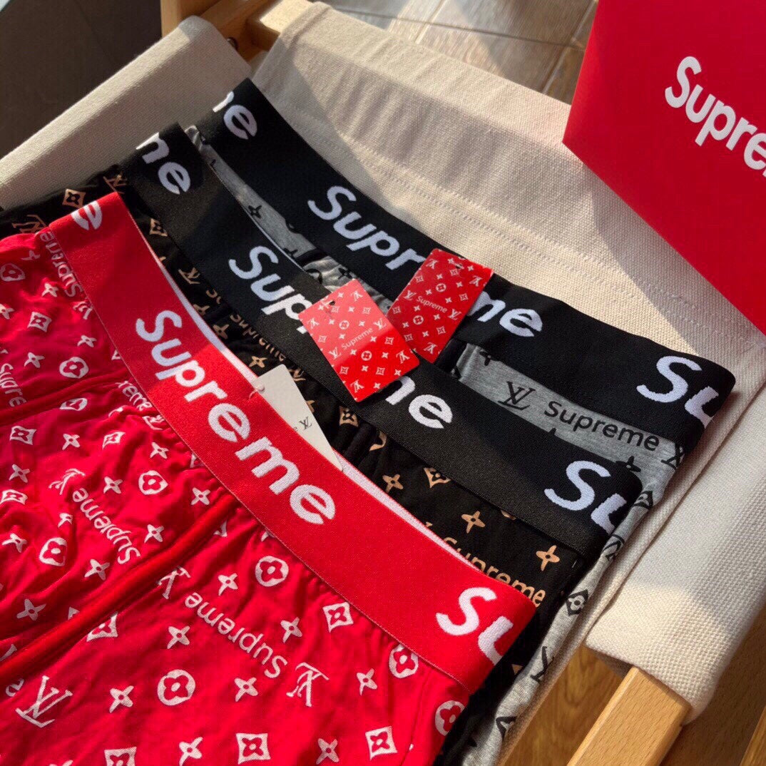 Louis Vuitton x Supreme Cotton All-Over Monogram-Style Graphics Men's Boxer Briefs - 3-Piece Box