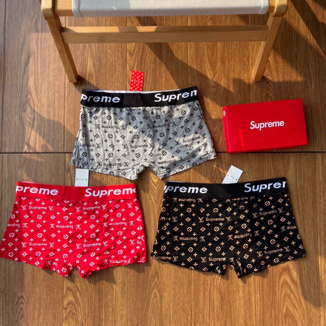 Louis Vuitton x Supreme Cotton All-Over Monogram-Style Graphics Men's Boxer Briefs - 3-Piece Box