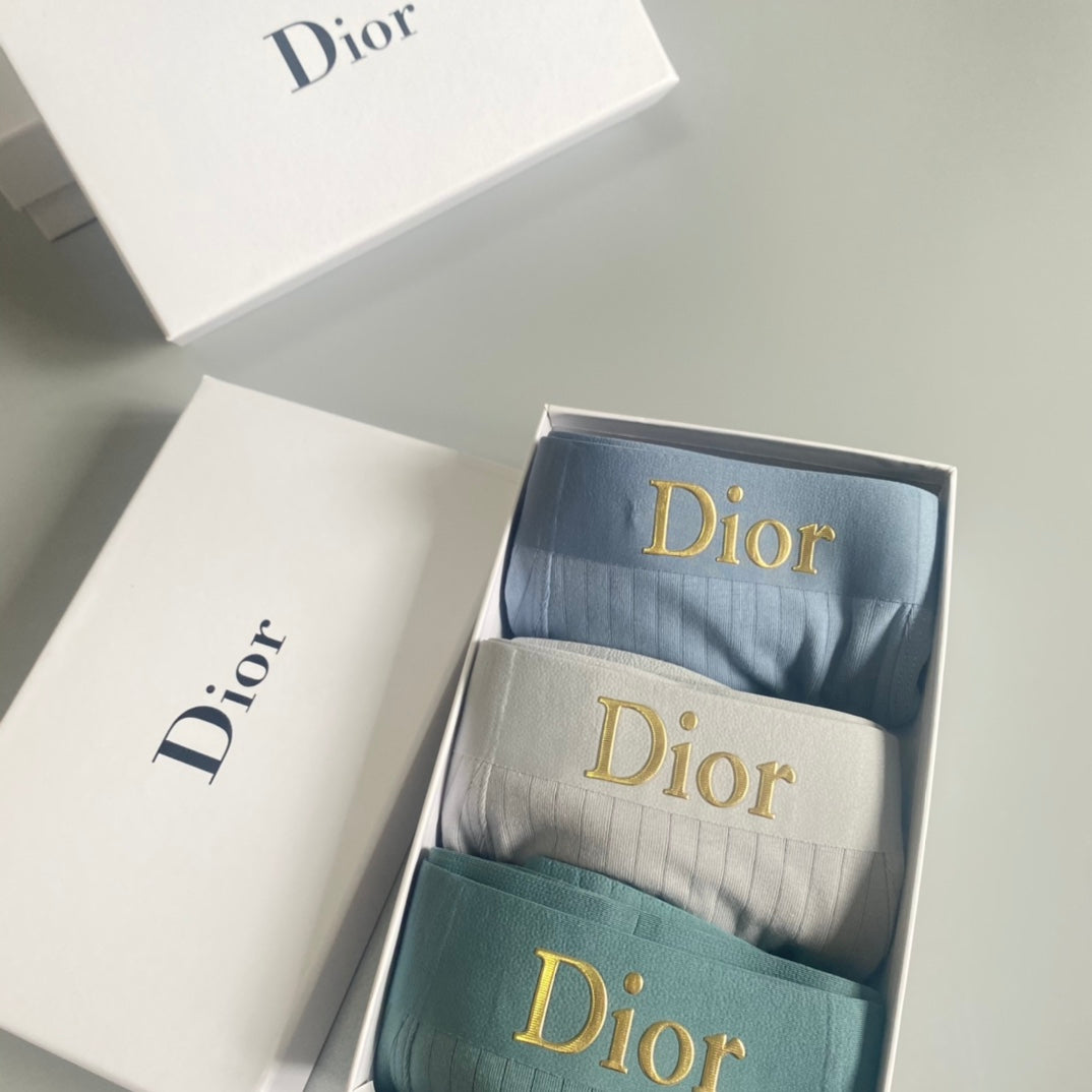 Dior Visible Branded Waistband Or Emblem Details Men's Boxer Briefs - 3-Piece Box