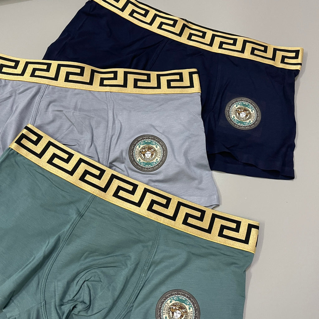 Versace Medallion And Greek-Key Details Men's Boxer Briefs - 3-Piece Box