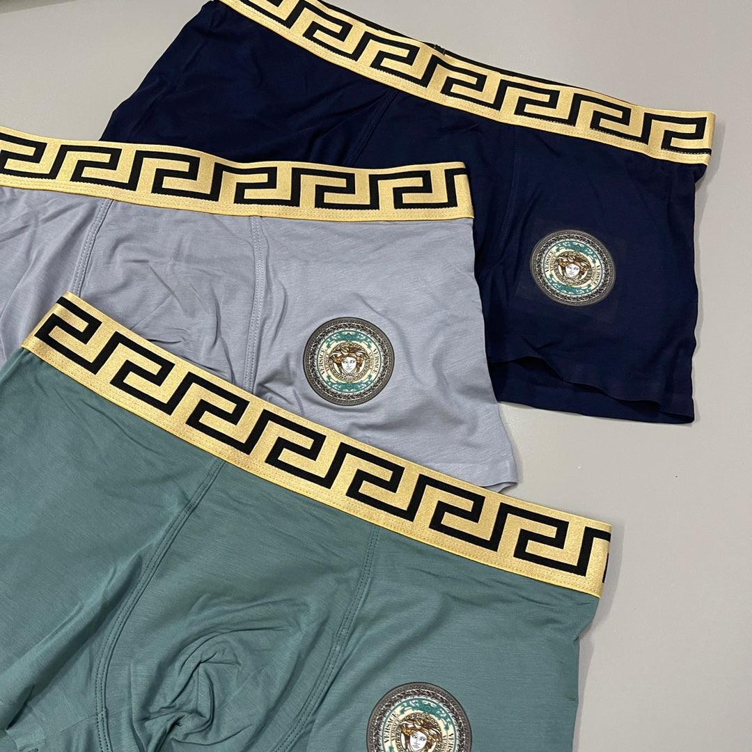 Versace Medallion And Greek-Key Details Men's Boxer Briefs - 3-Piece Box
