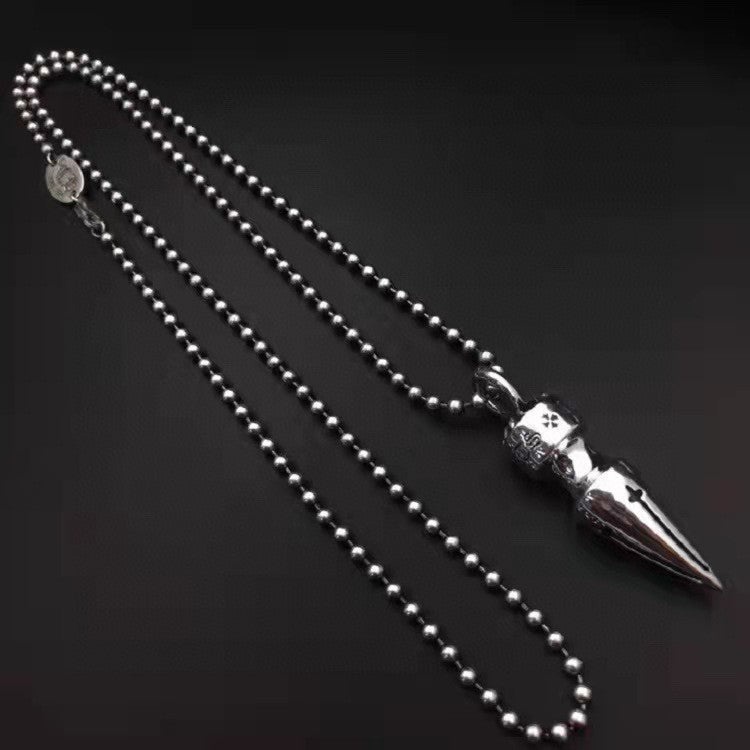 Gothic Emblem Pendant Necklace in Metal-Tone – Design 45 front product view