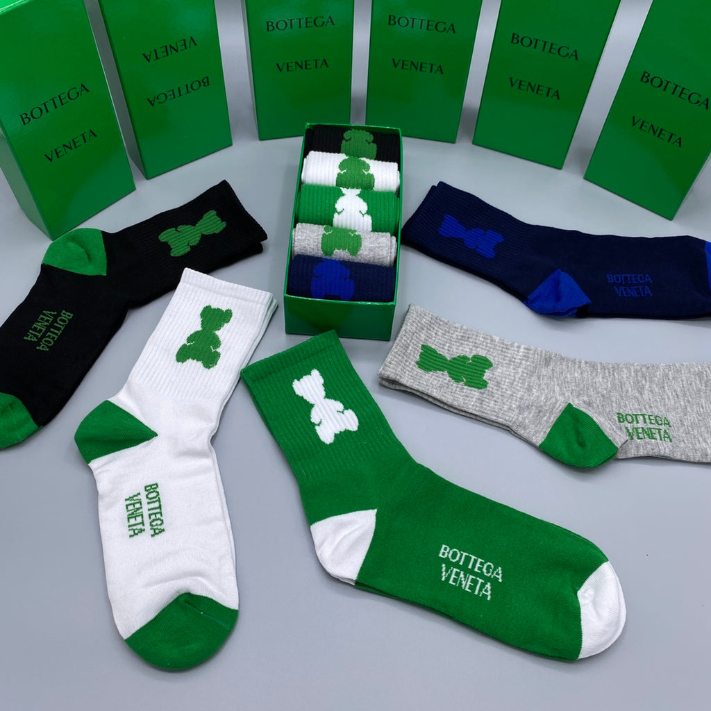 Bottega Veneta Woven-Look Geometric Motifs Crew Socks - 5-Pair Set