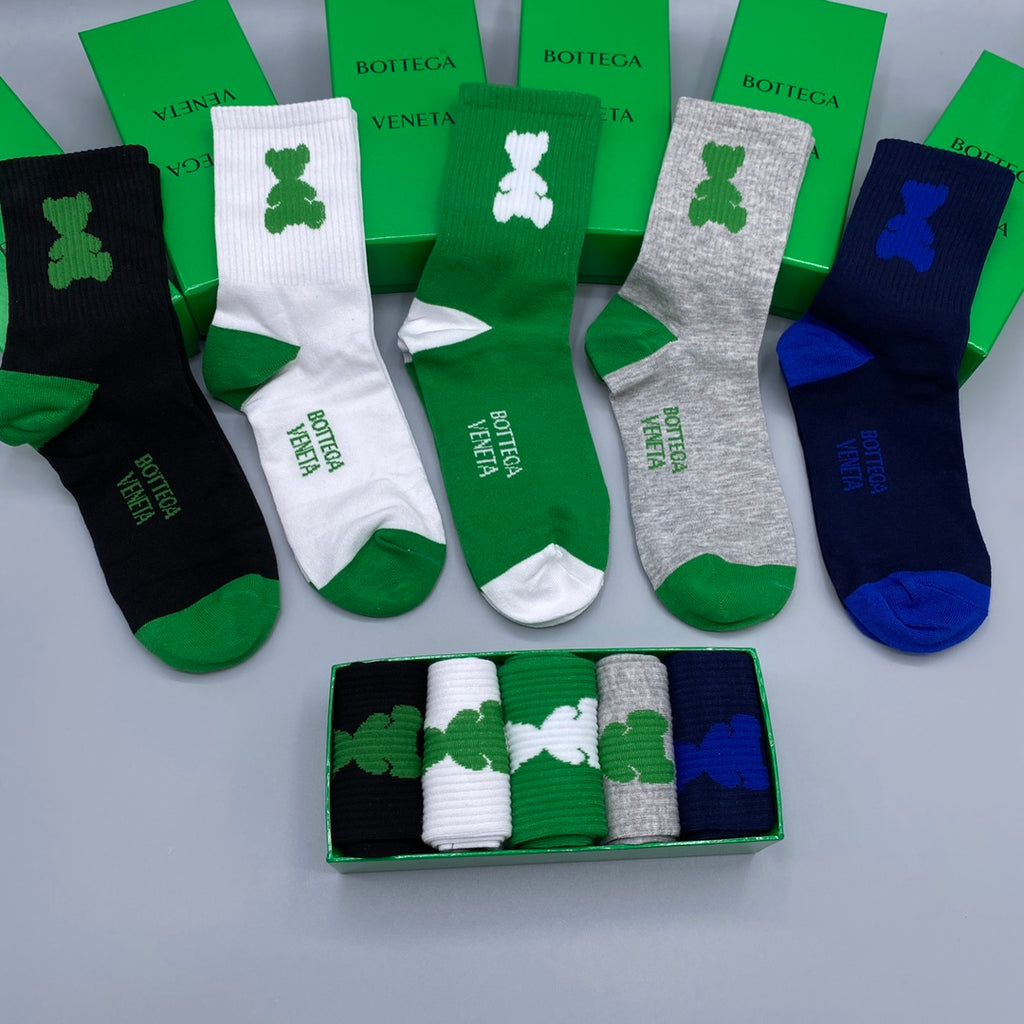 Bottega Veneta Woven-Look Geometric Motifs Crew Socks - 5-Pair Set