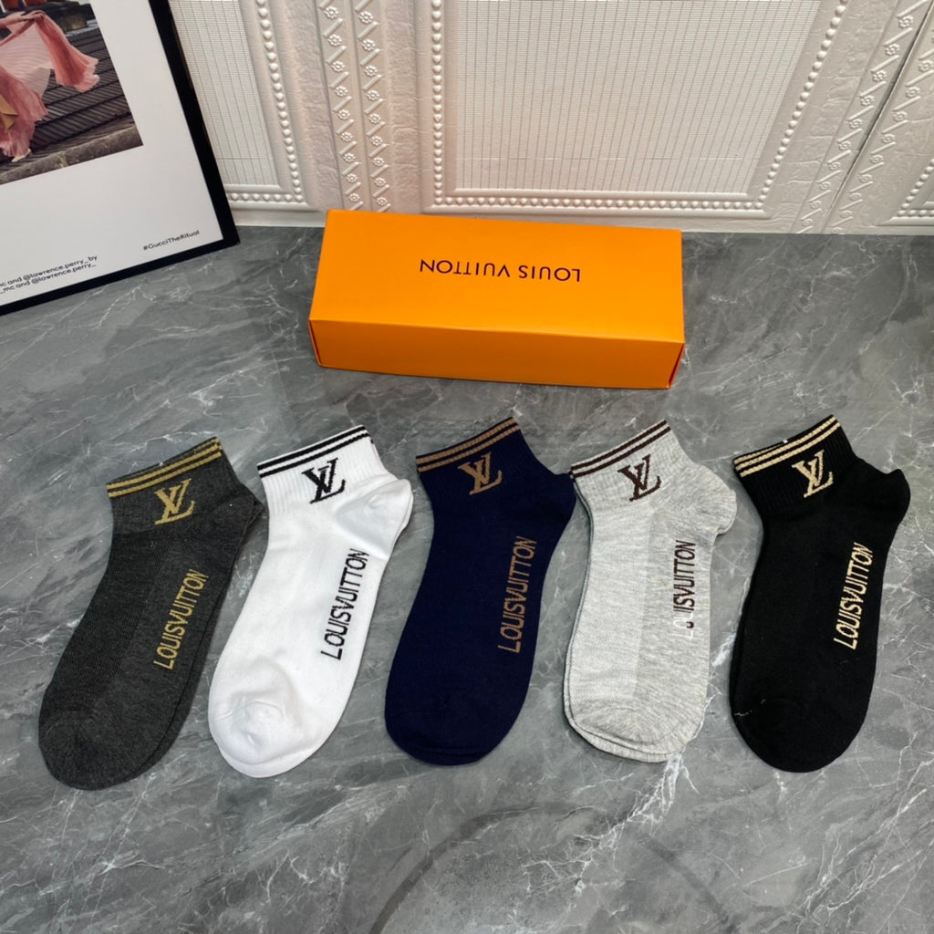 Louis Vuitton Visible Colour, Cuff And Emblem Details No-Show Socks - 5-Pair Set