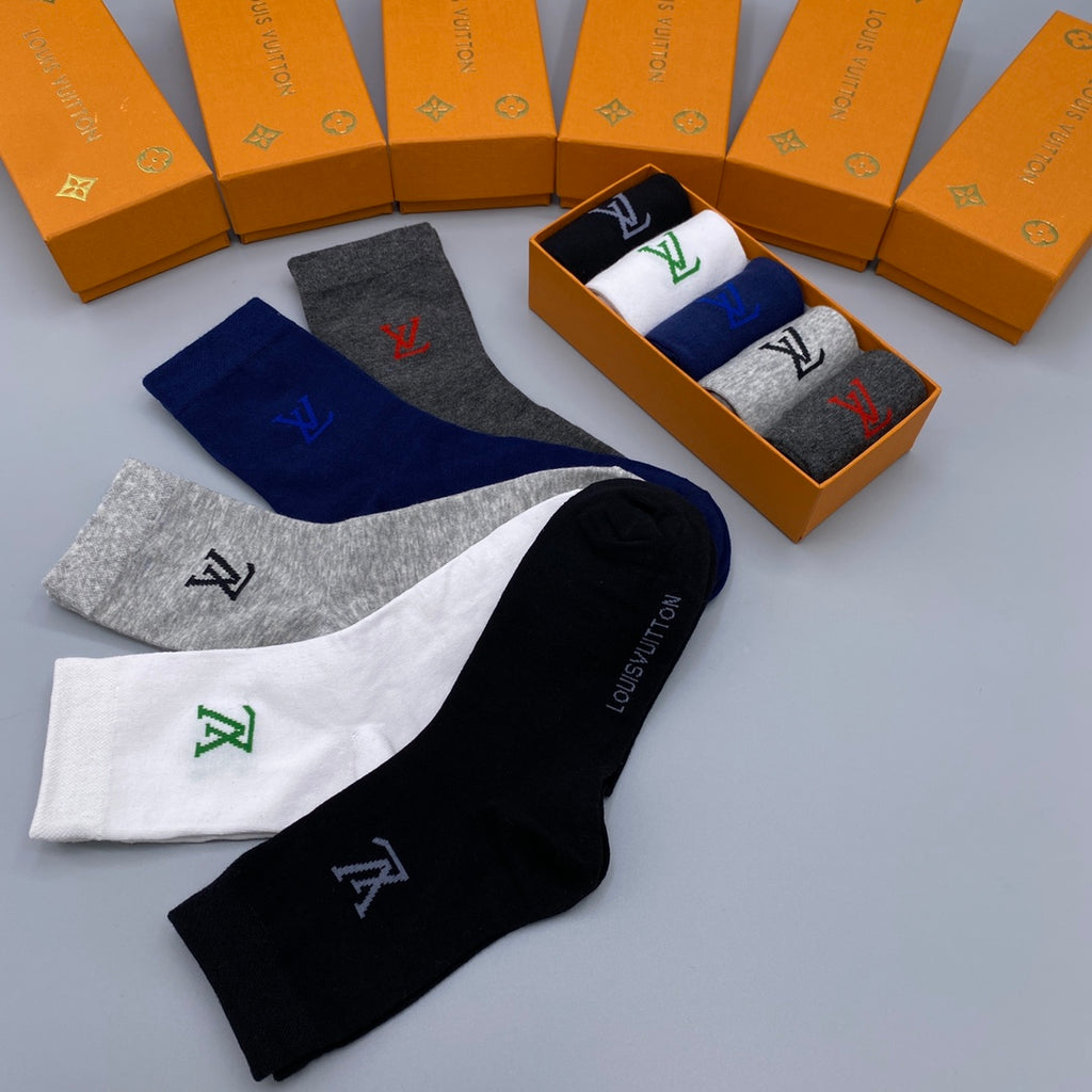 Louis Vuitton Logo Crew Socks - 5-Pair Box