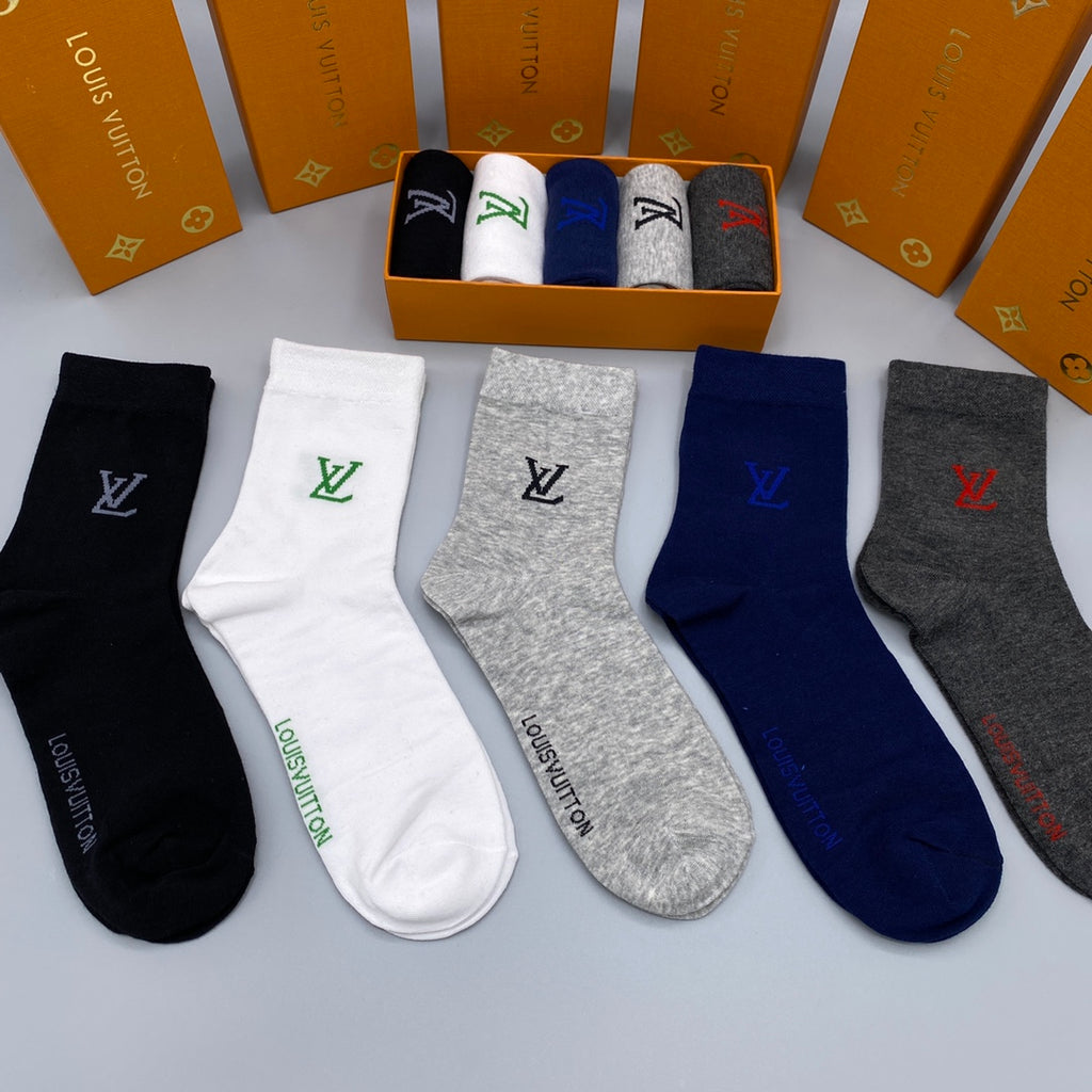 Louis Vuitton Colourful Initial Details Crew Socks - 5-Pair Set