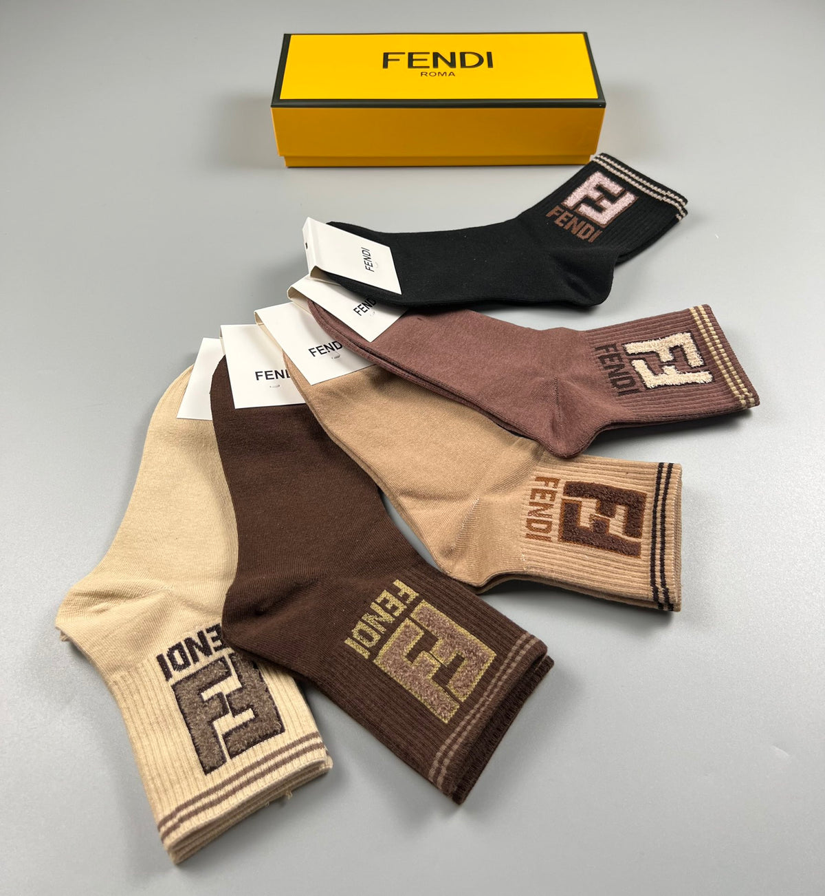 Fendi Cotton Crew Socks - 5-Pair Pack