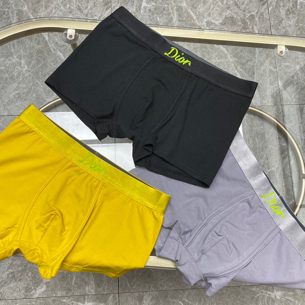 Dior Contrast Waistband Men's Trunk Underwear - 3-Piece Box