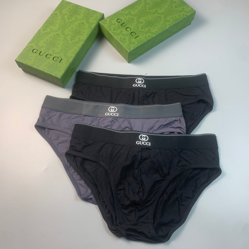 Gucci Contrast Logo Waistbands Men's Briefs - 3-Piece Box