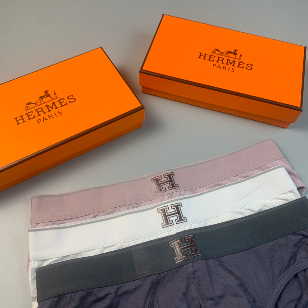 Hermes Visible Branded Waistband Or Emblem Details Men's Briefs - 3-Piece Box