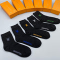 Louis Vuitton Multicolour Embroidered Initials Crew Socks - 5-Pair Set